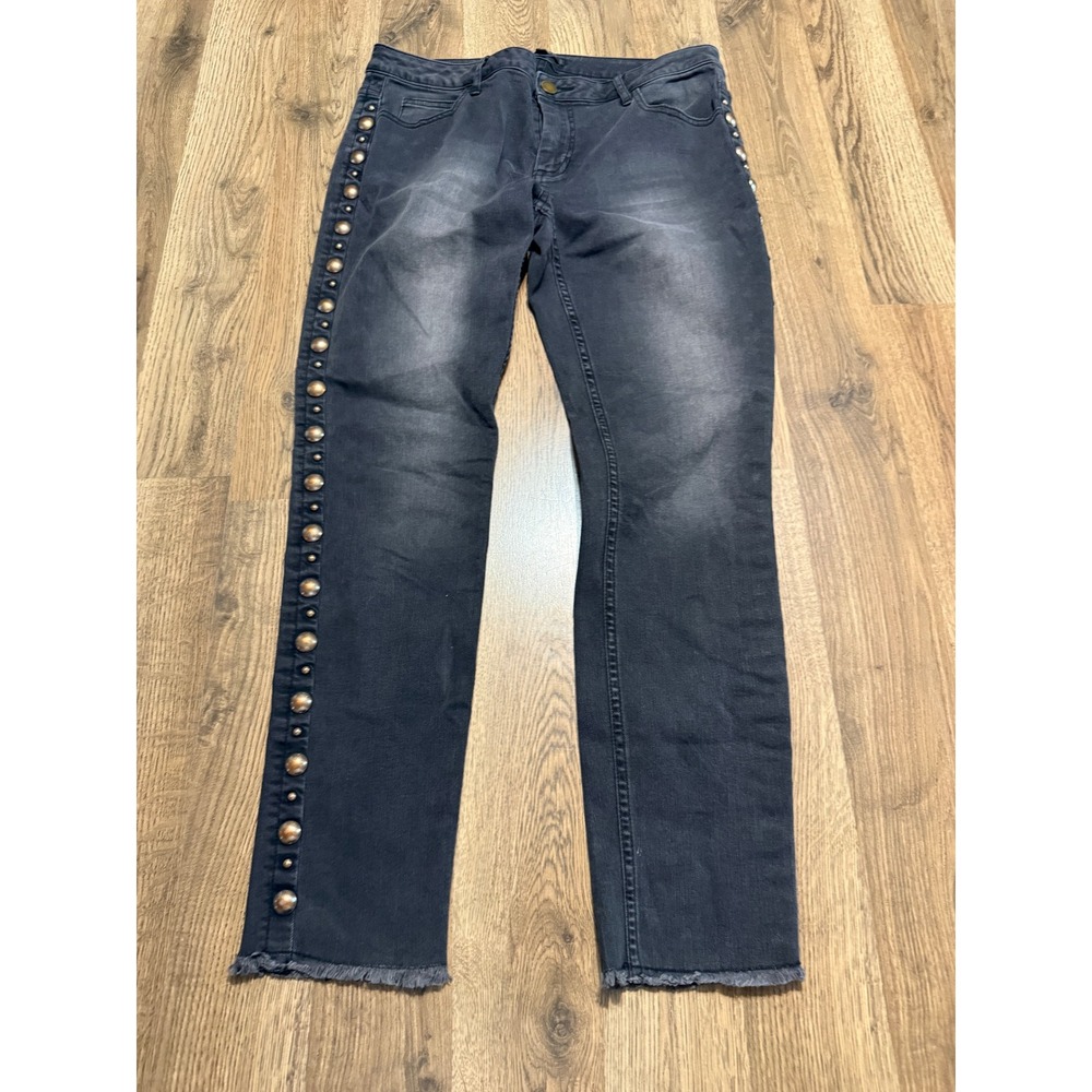Romeo & Juliet Couture Skinny Jeans Womens Large Black Faded Studded Good